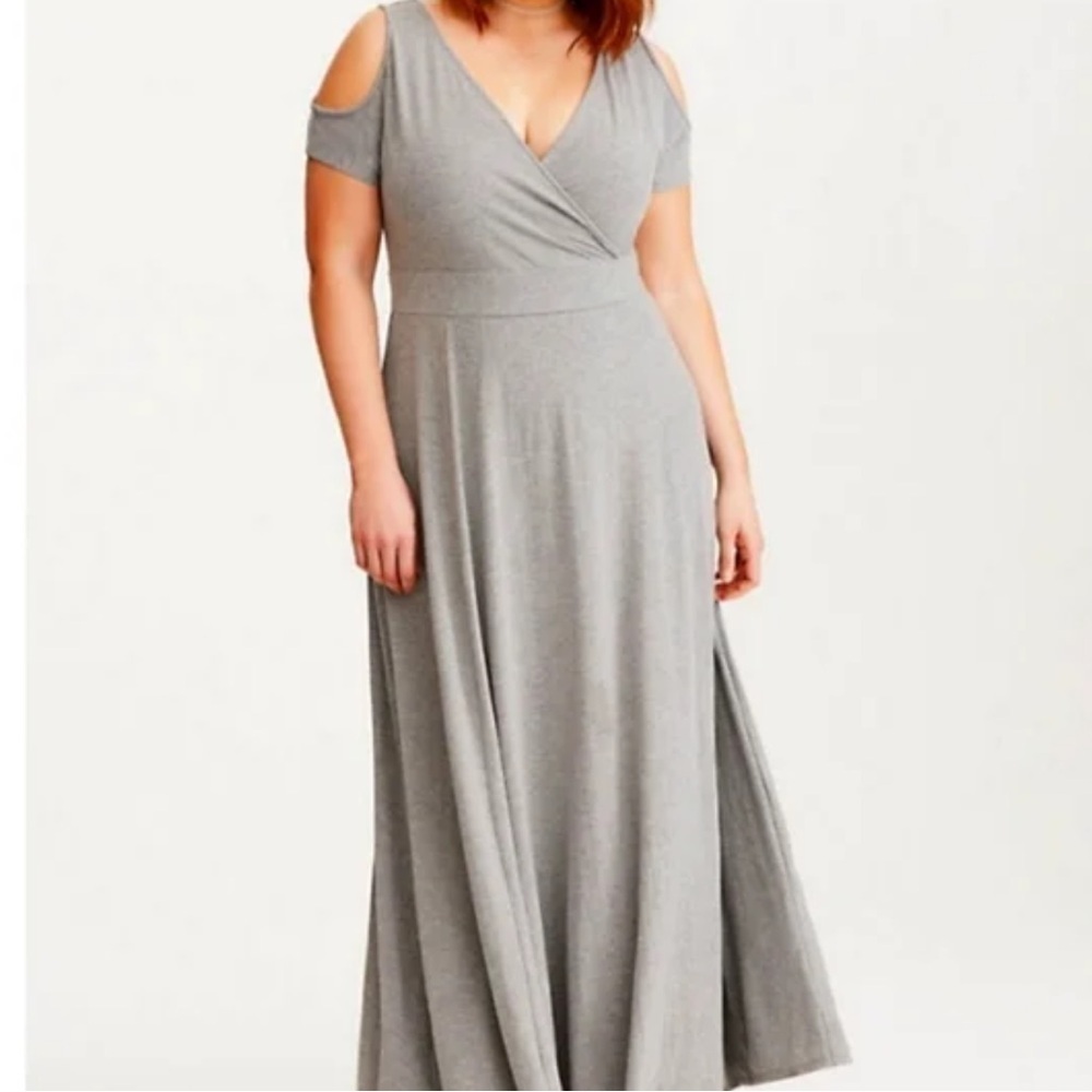 Torrid gray cold shoulder long maxi dress grey plus size 2X XXL